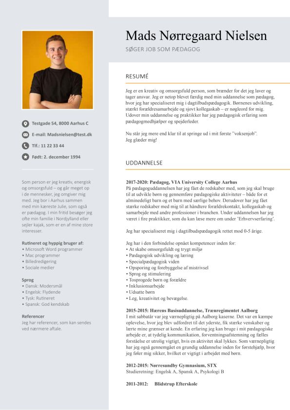 Eksempel på CV for nyuddannet pædagog