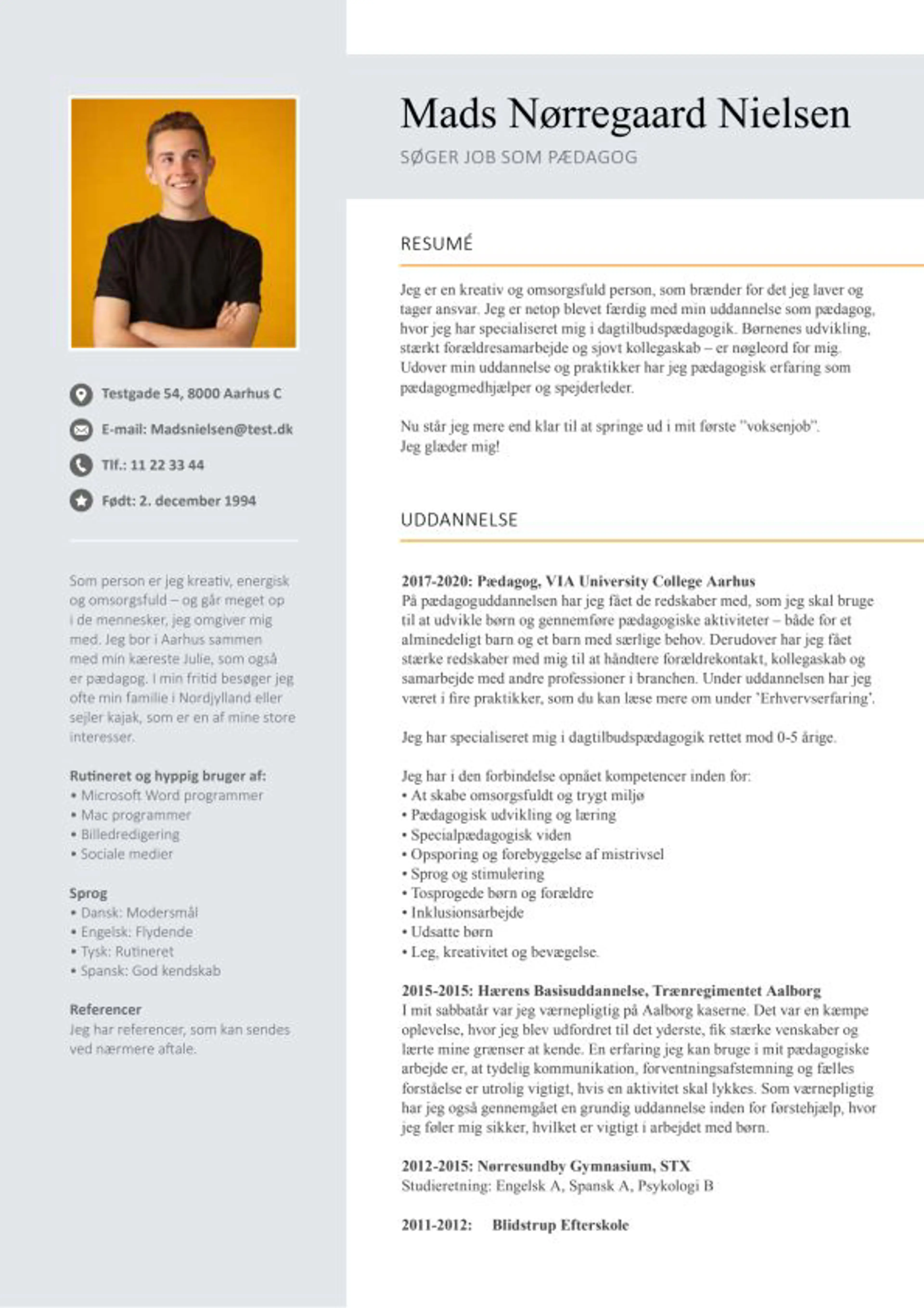 Eksempel på CV for nyuddannet pædagog