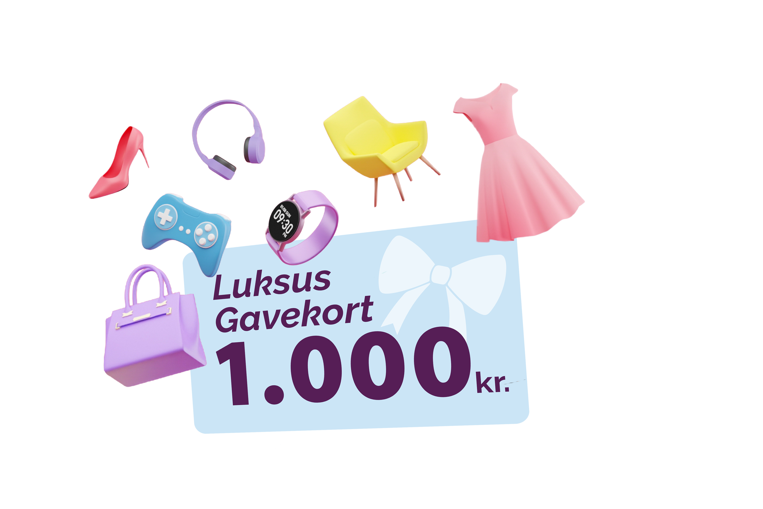 Luksusgavekort med eksempler på ting man kan købe for det.