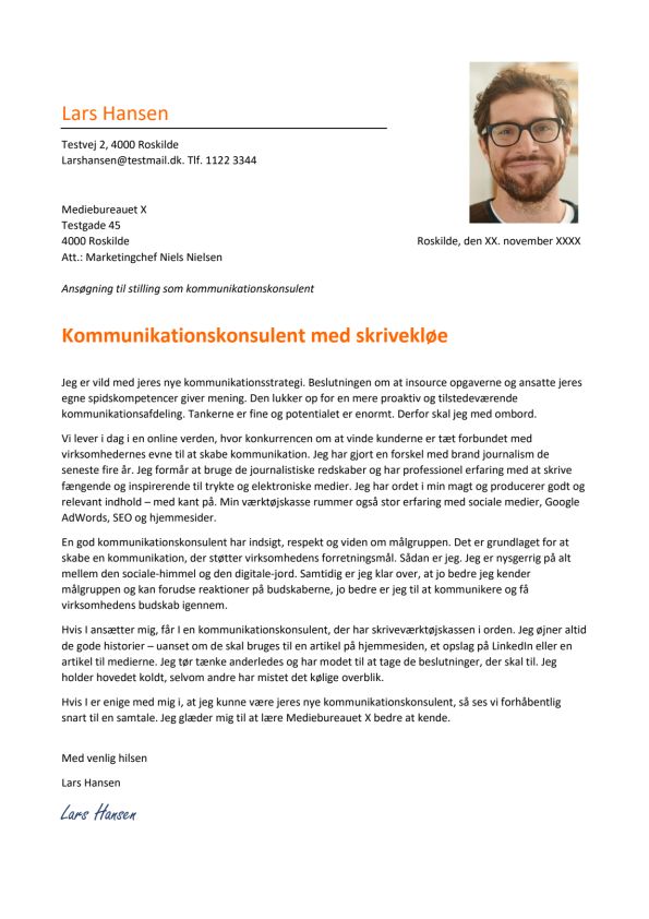 Eksempel på opfordret ansøgning fra en konsulent