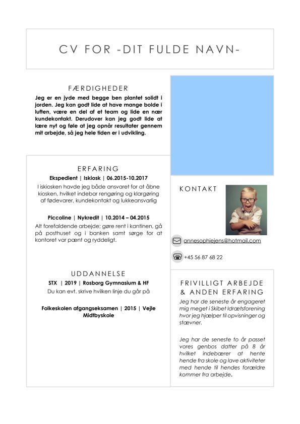Eksempel på CV til fritidsjob