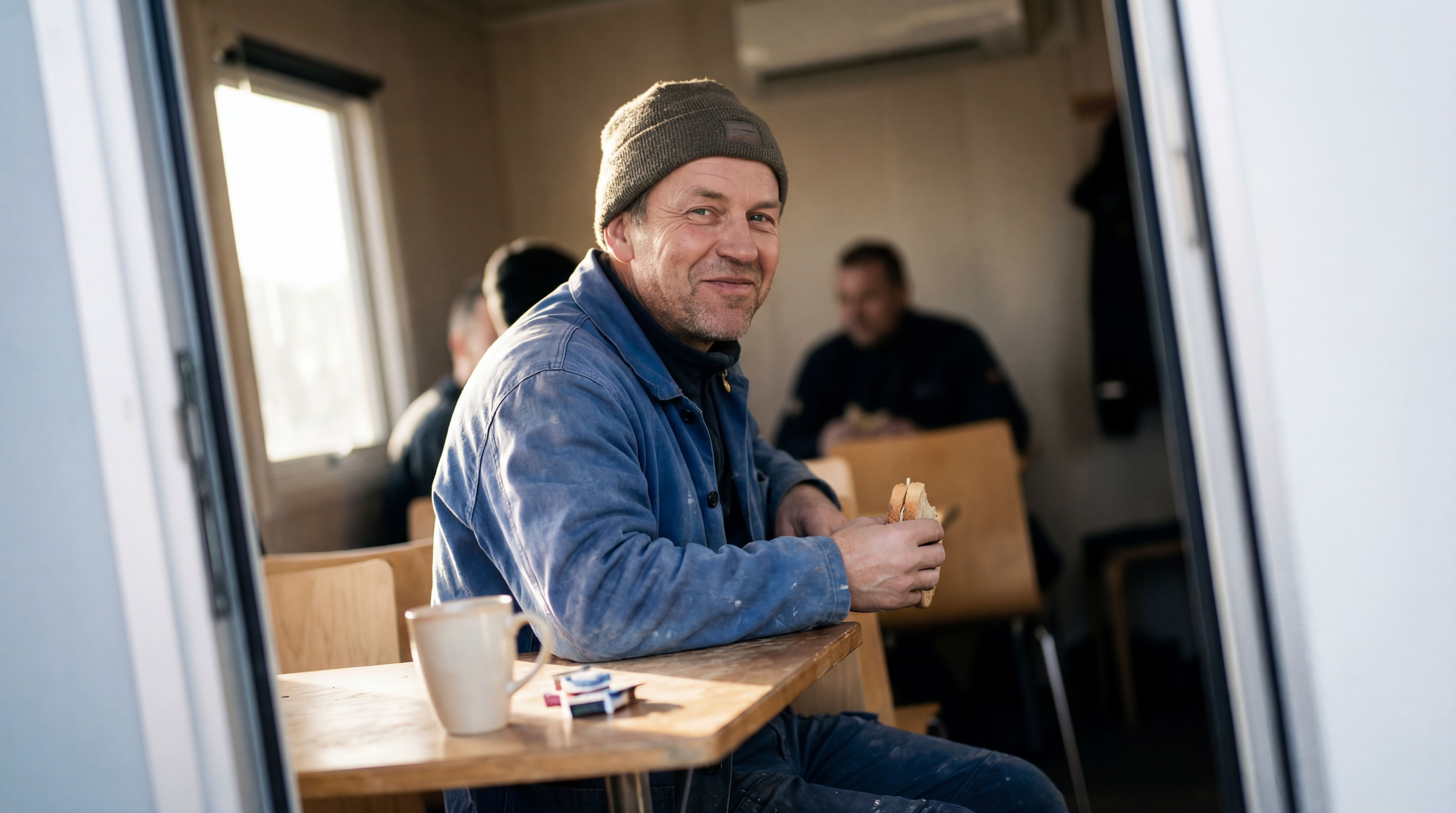 Mand holder pause på arbejdet med ro om sine rettigheder