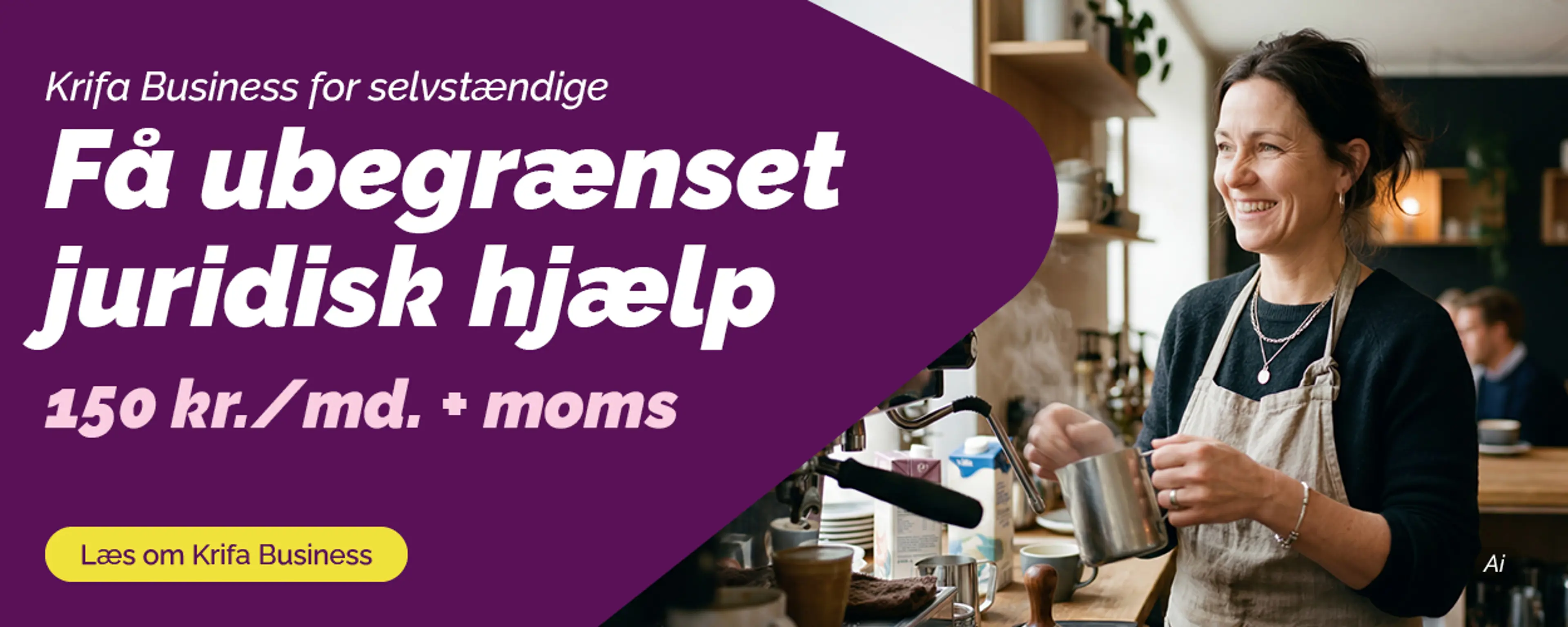Få juridisk hjælp som selvstændig med Krifa Business til kun 150 kr./md. + moms