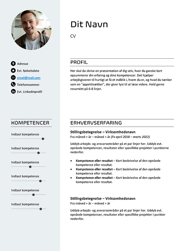 Eksempel på kronologisk CV med klassisk opstilling